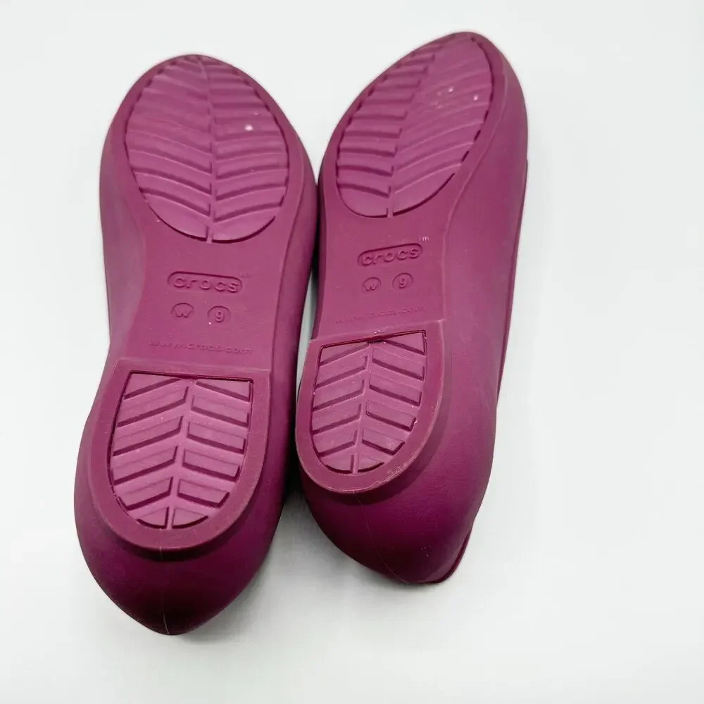 Crocs Eve Ballet Iconic Comfort Pointed Flats Magenta Pink Slip On Size 9 - Picture 5 of 8